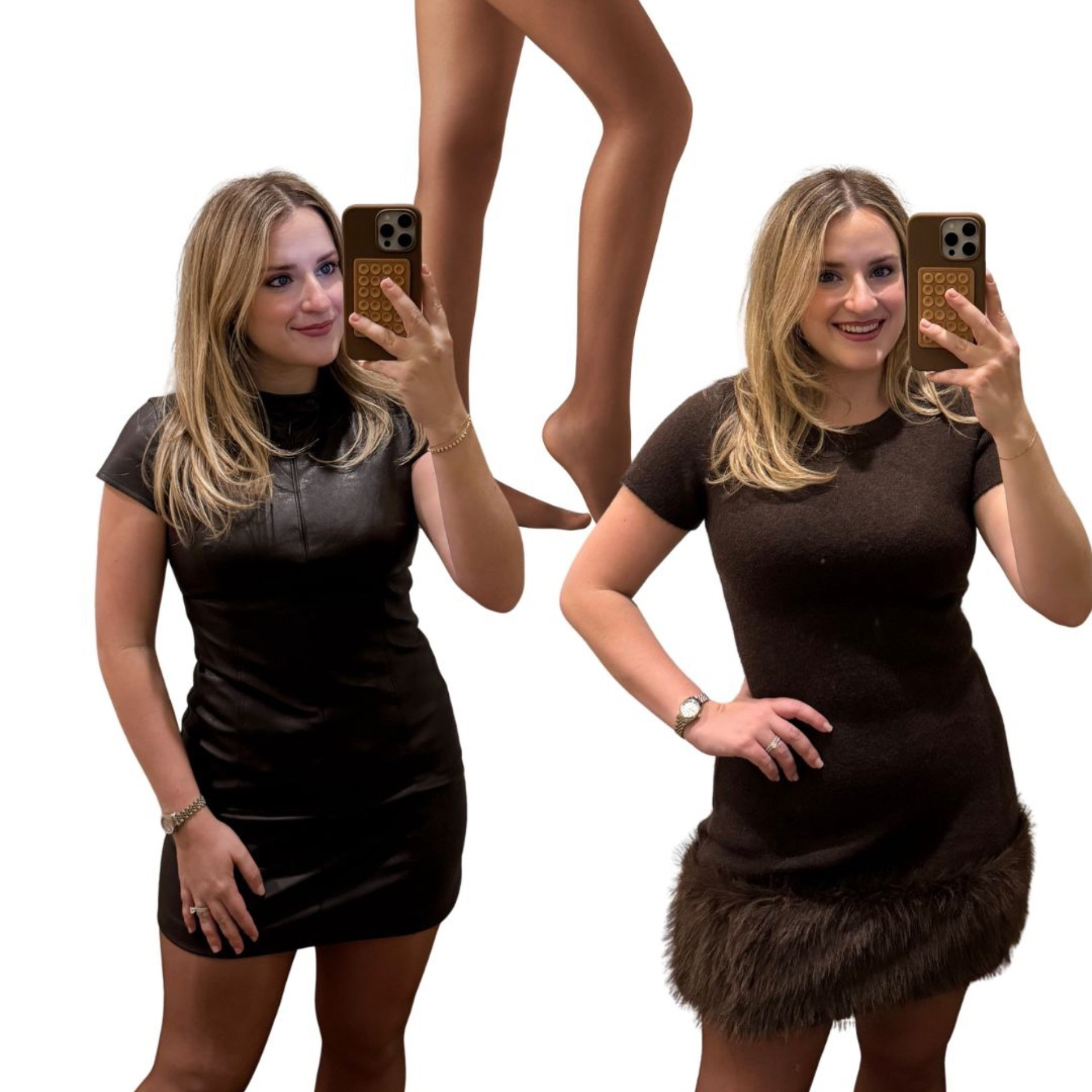 Thanksgiving dresses / Friendsgiving dress w/ brown tights 