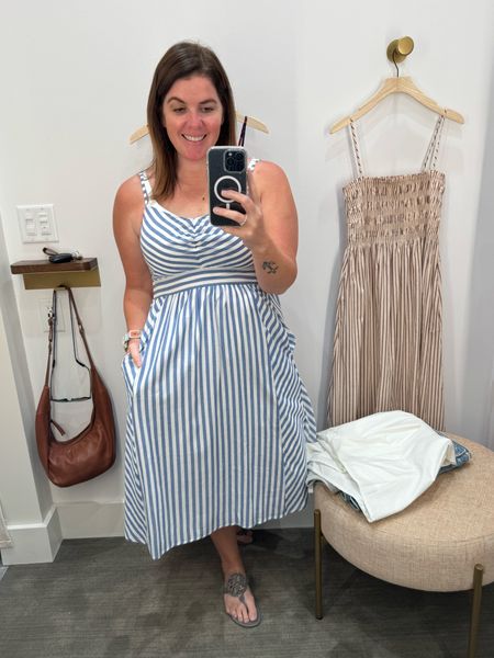 Y’all know I love blue and white stripes and this Evereve dress is so gorgeous! The dress runs TTS, it’s one you can dress up with espadrilles and a sweater over your shoulders or dress it down with sandals and you can grab this dress for $118! 

#LTKMidsize #LTKStyleTip #LTKShoeCrush