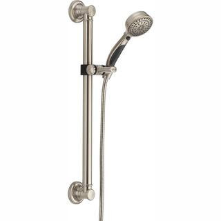 Traditional Decorative ADA 9-Spray Patterns 1.75 GPM 3.75 in. Wall Mount Handheld Shower Head in Stainless | The Home Depot