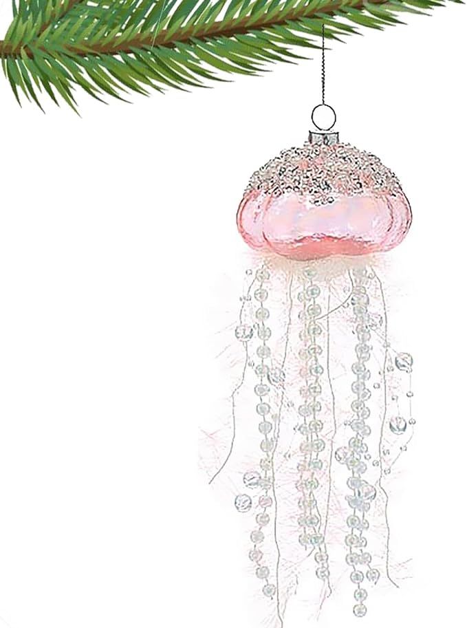 Glass Jellyfish Ornaments for Christmas Tree, Sea Life Jelly Fish, Nautical Ocean Beach Holiday D... | Amazon (US)