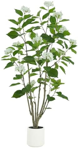 5ft Artificial Hydrangea Tree - Real Touch Silk Flowers & Adjustable Branches - Lifelike Faux Pot... | Amazon (US)