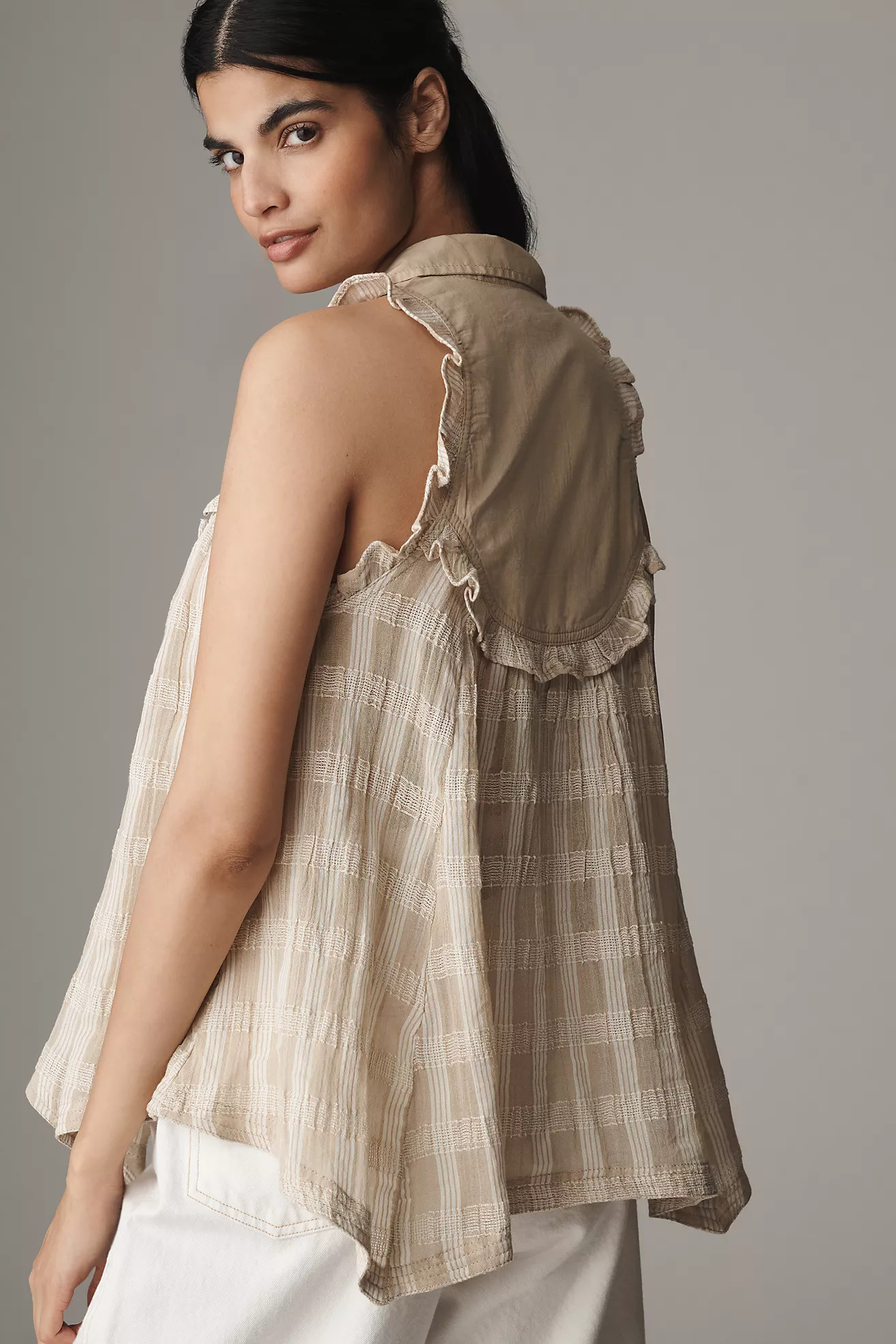 Pilcro Sleeveless Seaside Collared Swing Blouse | Anthropologie (US)