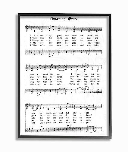 The Stupell Home Decor Collection Stupell Industries Amazing Grace Vintage Sheet Music Framed Giclee | Amazon (US)