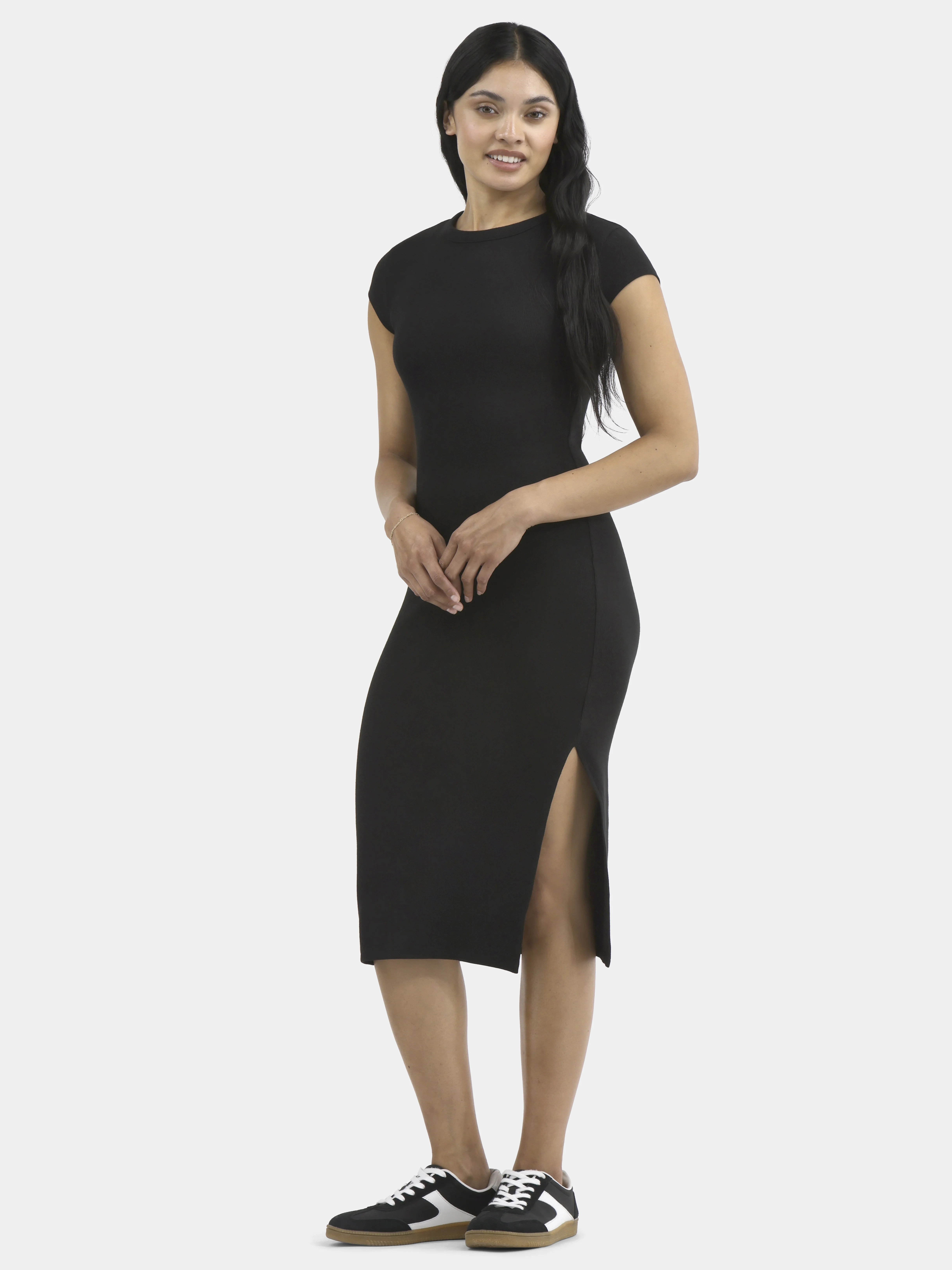 No Boundaries Crew Midi Dress, Women's - Walmart.com | Walmart (US)