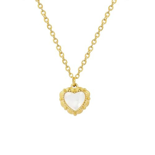 Gold Heart Necklaces for Women, Seashell Necklace, Dainty 18k Gold Plated Necklace, Choker Necklace for Women Trendy, Handmade Pendant Necklace for Women, Gold Jewelry Gift for Women | Amazon (US)