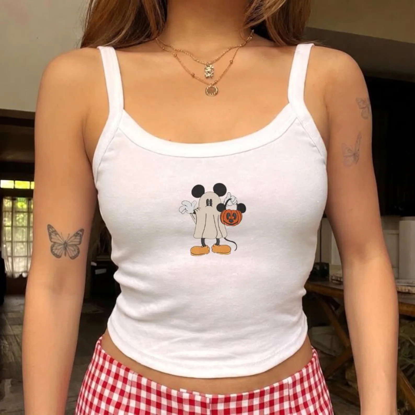 Embroidered Disney Mickey Minnie Halloween Tank Top, Mickey Ghost Baby Tee, Minnie Ghost Shirt, S... | Etsy (Global)