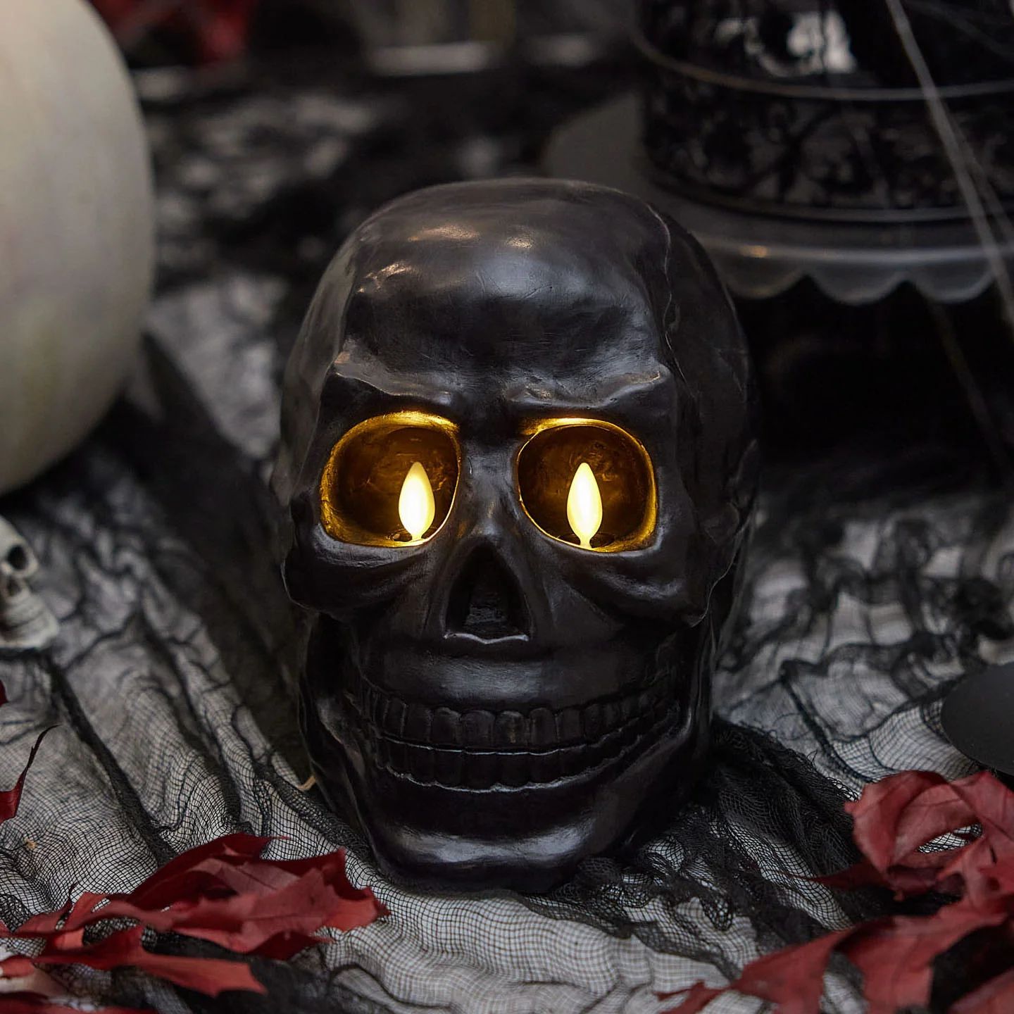 Black Large Flameless Candle Skull | Luminara