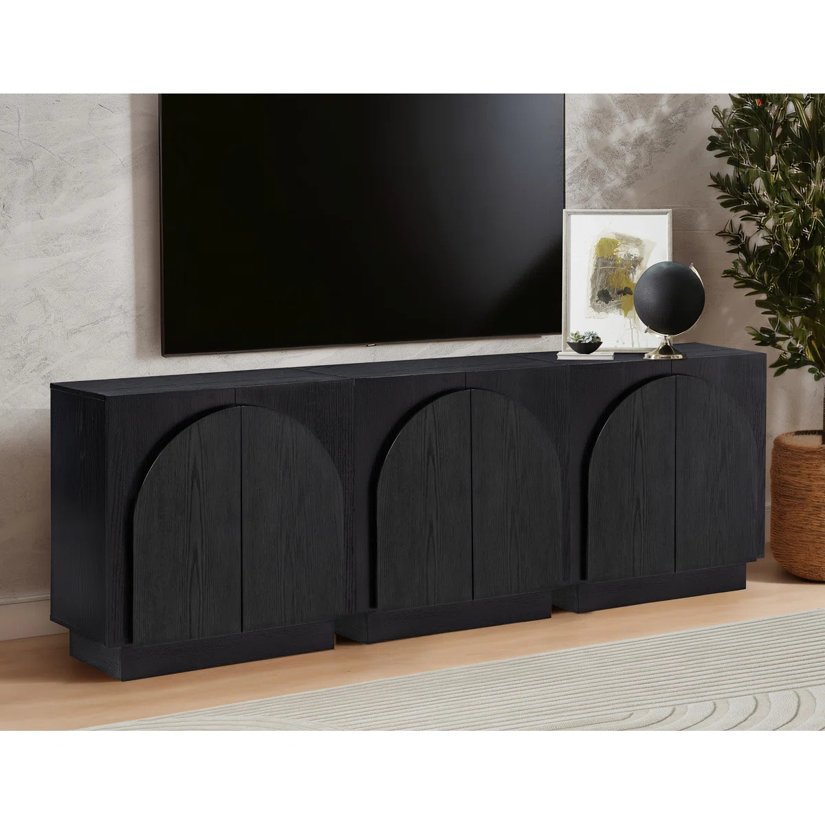 Aurelie 3 Piece Modular Solid Wood Tv Stand Arched Storage Cabinet Credenza (Set of 3) | Wayfair North America