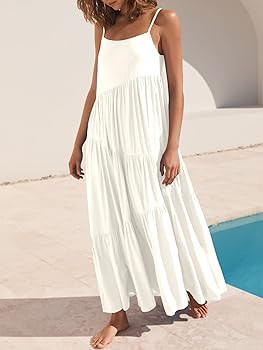 ANRABESS Women Summer Casual Loose Sleeveless Sundress Spaghetti Strap Flowy Boho Linen Beach Vac... | Amazon (US)