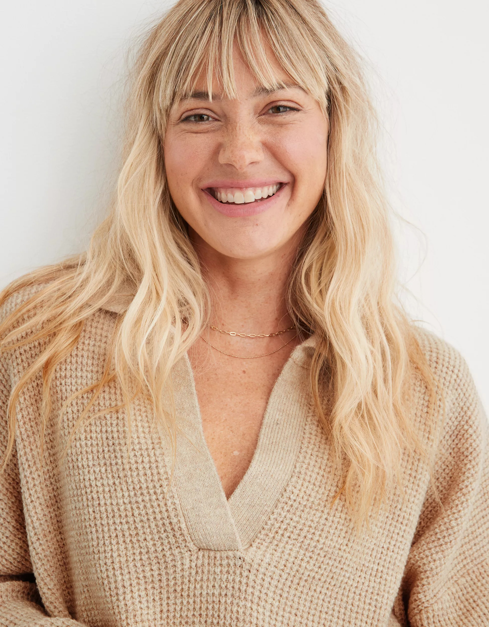 Aerie CozyUp Waffle Polo Sweater | Aerie