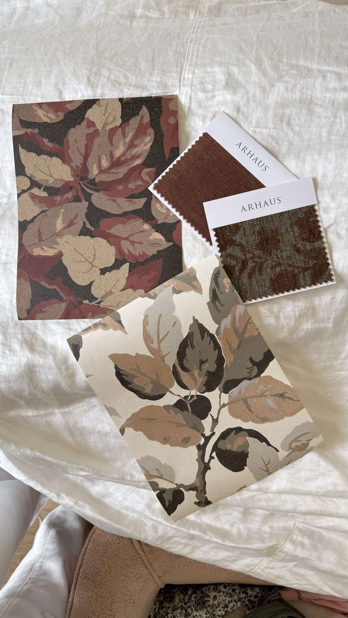 Primary bedroom loading!!! These papers will be in the entry bedroom hall (cream) and water closet in the bathroom (maroon) with a gorg arhaus sofa in these two fabrics!

#LTKdayinmylife #LTKHome #LTKSaleAlert