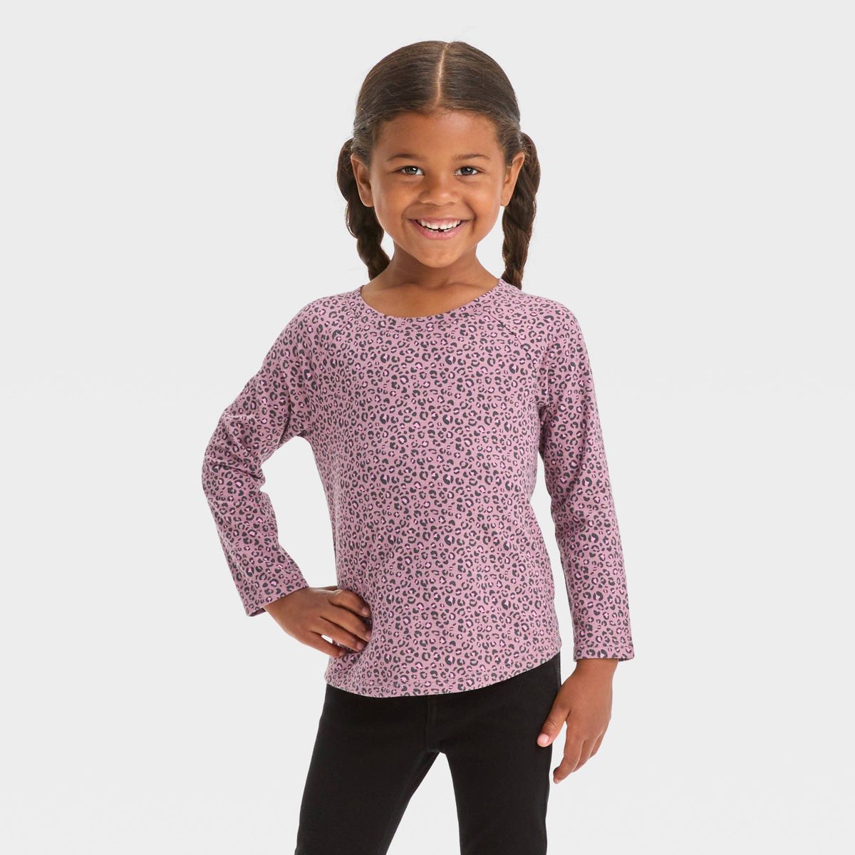 Toddler Girls' Leopard Long Sleeve T-Shirt - Cat & Jack™ Purple | Target