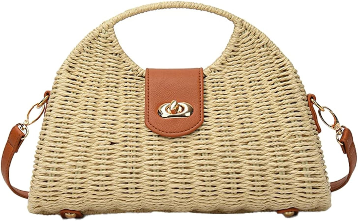 Straw Crossbody Bag for Women Hand Woven Rattan Beach Handbag Top Handle Shoulder Bags Purse for ... | Amazon (US)