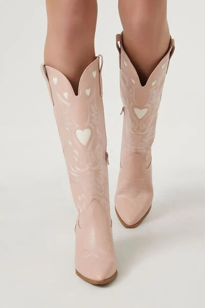 Faux Leather Heart Cowboy Boots | Forever 21