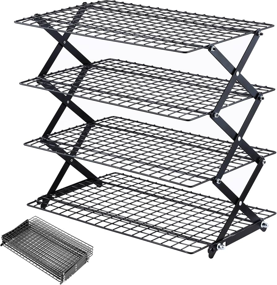 Pleafind 2/3/4-Tier Collapsible Cooling Rack - 3 Setting Design, Adjustable \uff06 Stackable Baki... | Amazon (US)