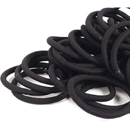 50PCS Black Hair Ties for Women, Cotton Seamless Hair Bands, Elastic Ponytail Holders, No Damage for | Amazon (US)