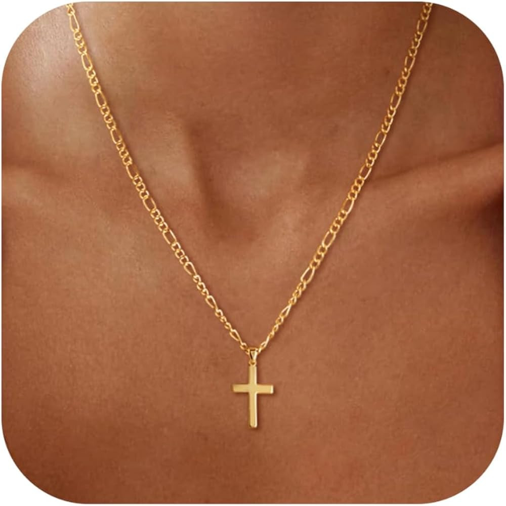 Cross Necklace for Women - Dainty 14K Real Silver Gold Plated Layered Pendant Necklace Stack Simp... | Amazon (US)