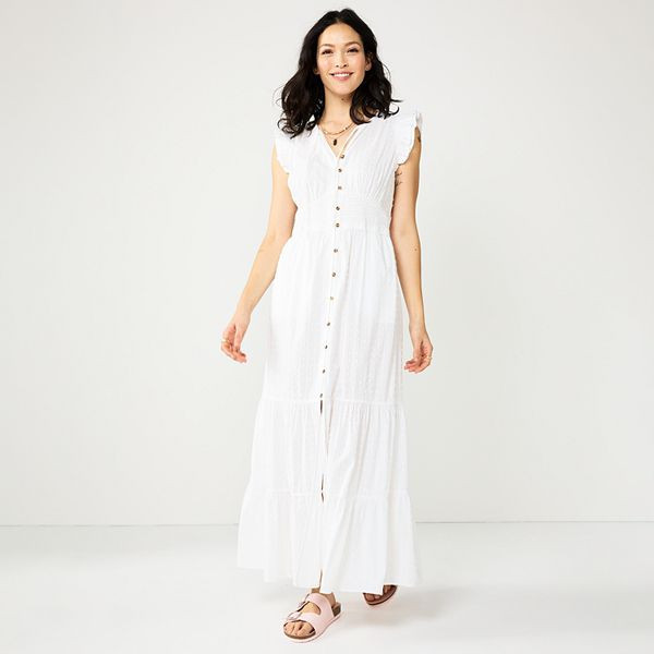 Women's Sonoma Goods For Life® Ruffle Sleeve Smocked Maxi Dress | Kohl's