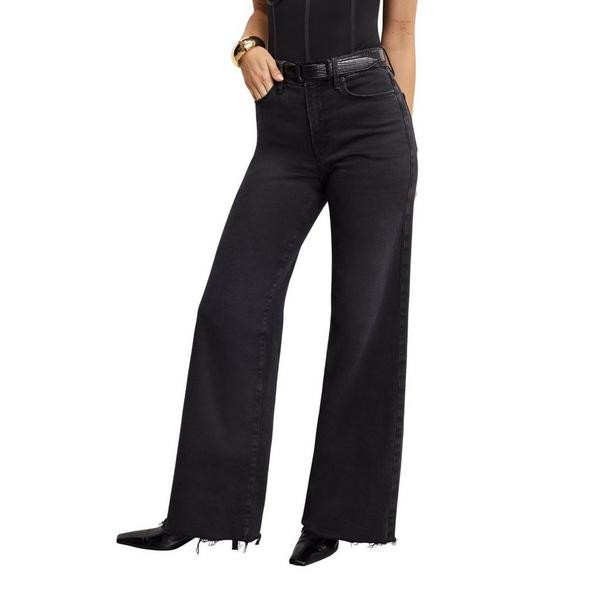 Women's GOOD AMERICAN Soft Tech Good Waist Palazzo Wide Leg Jeans Black 12 33.5 | Scheels Sports