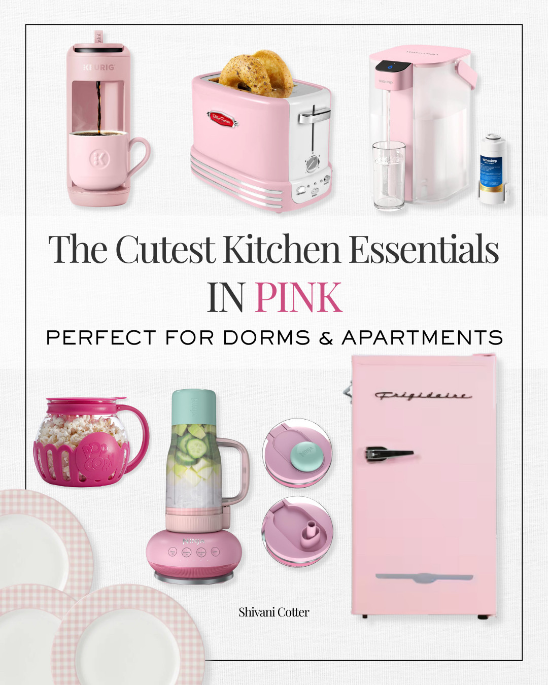Pink Dorm Kitchen Essentials for College Apartments and Small Spaces
A curated roundup of pink dorm kitchen essentials perfect for college students, small apartments, and sorority housing. This collection includes a pink Keurig coffee maker, retro style toaster, compact water filter dispenser, popcorn maker, Ninja personal blender, and a mini fridge in pink.
These small kitchen appliances are ideal for dorm move in, college apartment kitchen setup, freshman year essentials, and space saving kitchen organization. Great for creating a cohesive pink aesthetic while keeping your dorm kitchen functional and organized.

Save this for dorm room planning, back to school shopping, college apartment decor ideas, and small space kitchen inspiration. Perfect for teen girls, college students, and moms preparing for move in day.
 

 #LTKmomlife #LTKHome