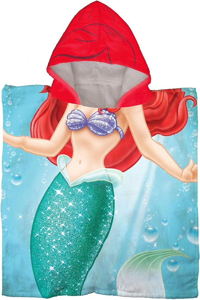 Disney The Little Mermaid Ariel Kids Bath/Pool/Beach Hooded Poncho - Super Soft & Absorbent Cotto... | Amazon (US)