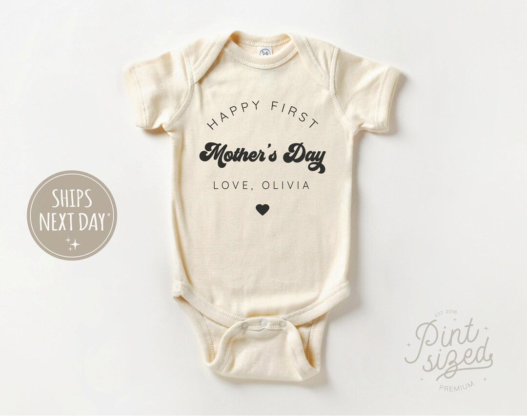 Happy First Mothers Day Baby Onesie® Personalized First Mothers Day Natural Bodysuit Mothers Day... | Etsy (US)