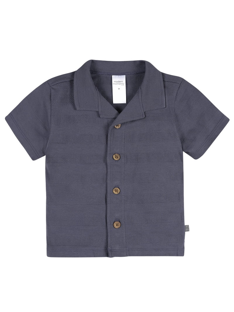 Modern Moments by Gerber Baby and Toddler Boy Organic Button Up Collar Top, Sizes 0/3 Months - 5T | Walmart (US)