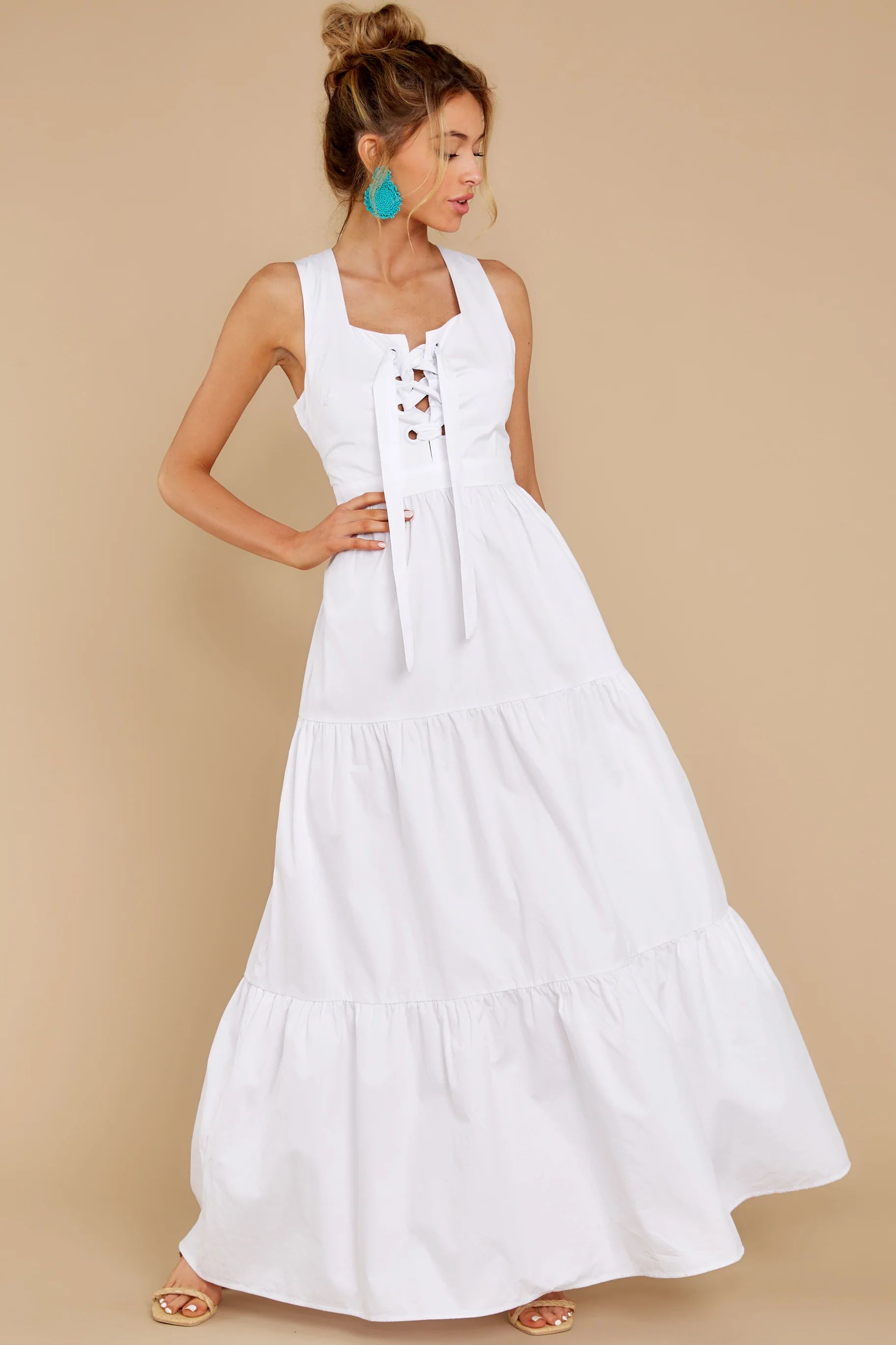 Aura Pick A Place White Maxi Dress | Red Dress 