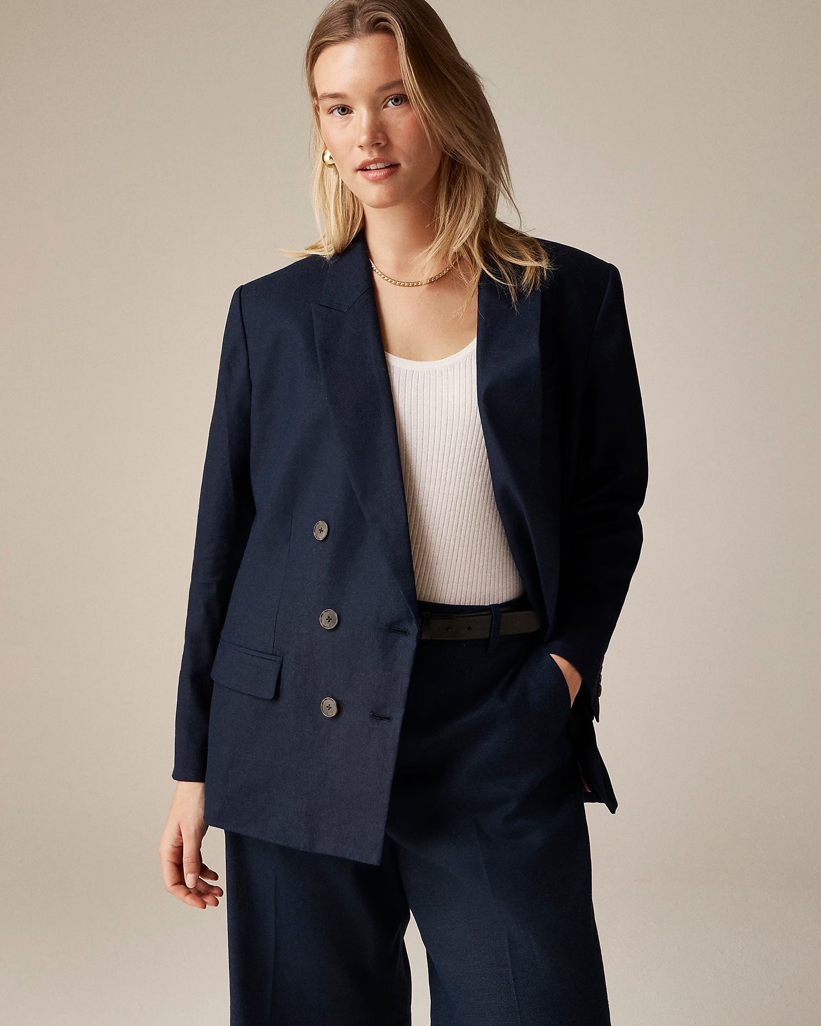 Double-breasted blazer in stretch linen blend | J. Crew US