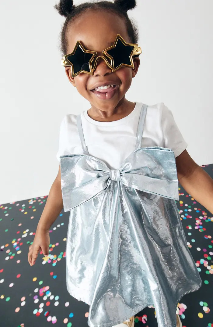 Kids' Metallic Bow Dress & T-Shirt Set | Nordstrom
