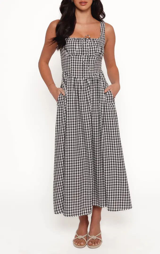 Kinslee Corset Cotton Blend Midi Dress | Nordstrom