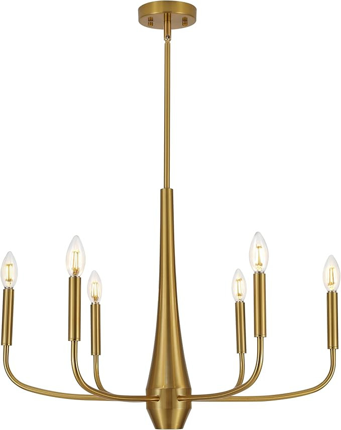 Gold Chandelier Light Fixture, 6-Light Modern Farmhouse Kitchen Chandeliers Over Table Hanging, I... | Amazon (US)
