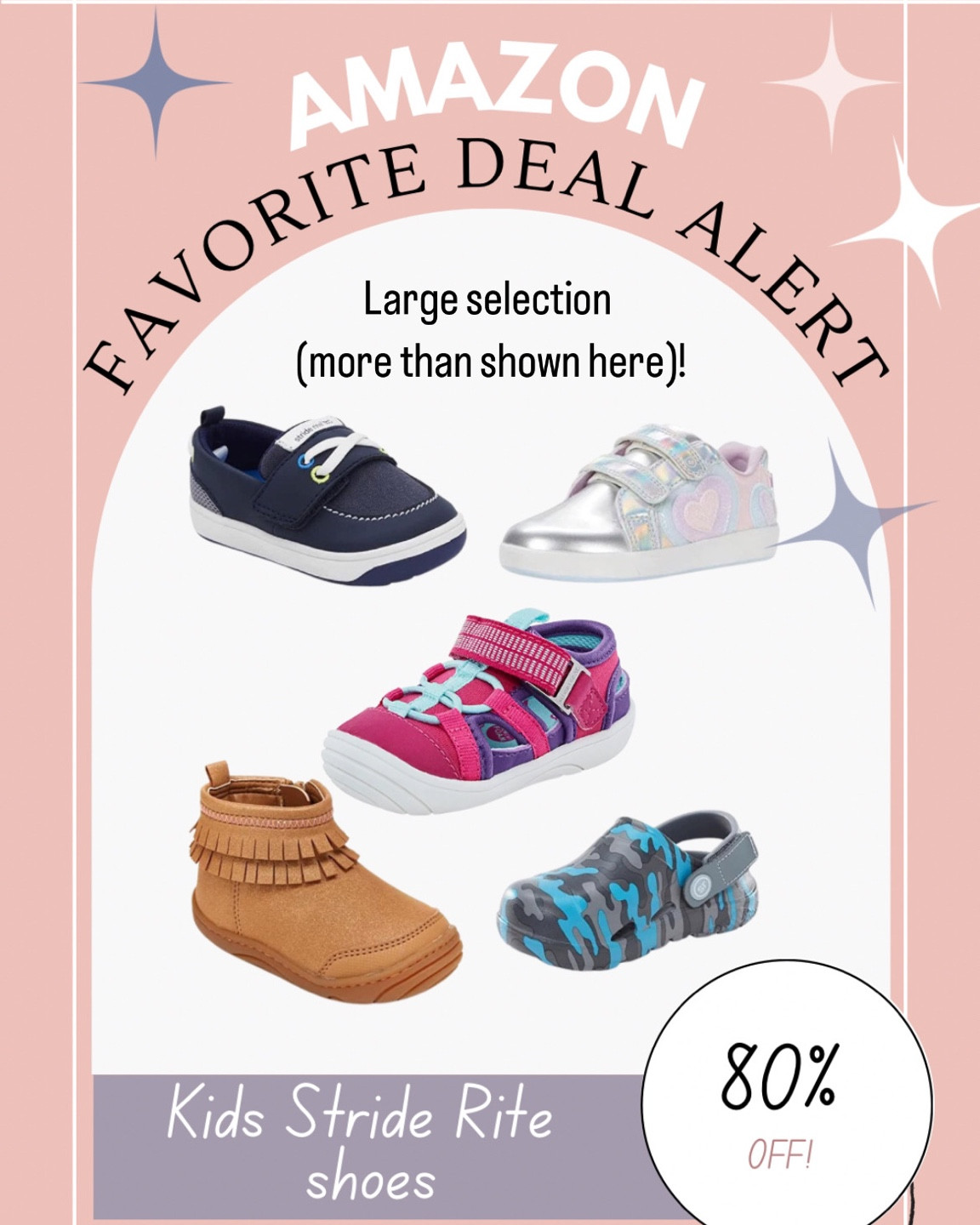 80% off Stride Rite Shoes! Large selection Amazon! Mega sale for kids shoes. 

Kids tennis shoes, kids boots, toddler shoes, baby shoes, baby shoe sale, Amazon find, Amazon sale 

#LTKsalealert #LTKshoecrush #LTKkids