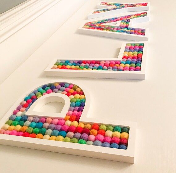 Large 4 letter rainbow felt ball. Play Sign. Kids Room Decor. | Etsy | Etsy (US)