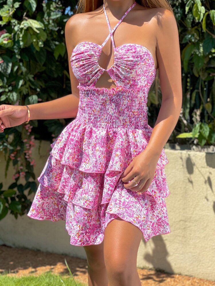 $15.99        
    (1000+)
        
      SHEIN VCAY Ditsy Floral Print Shirred Crisscross Backle... | SHEIN