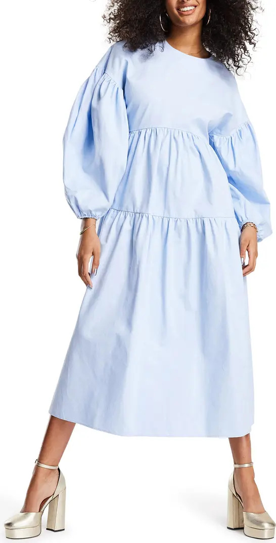 Tie Back Tiered Long Sleeve Maxi Dress | Nordstrom