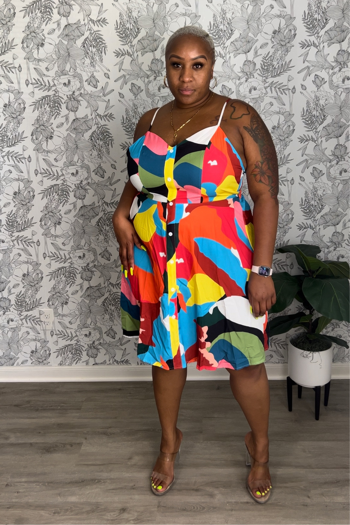 Women Plus Size Vacation Allover Print Drawstring Skirt