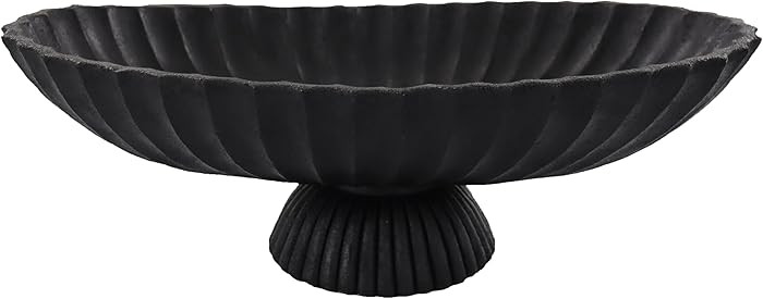 14.5" Large Decorative Long Bowl - Black Fluted Scalloped Decorative Bowls for Home Decor - Ruffl... | Amazon (US)