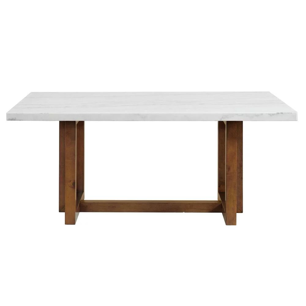Picket House Furnishings Meyers Rectangular White Marble Top Dining Table with Espresso Base | Walmart (US)