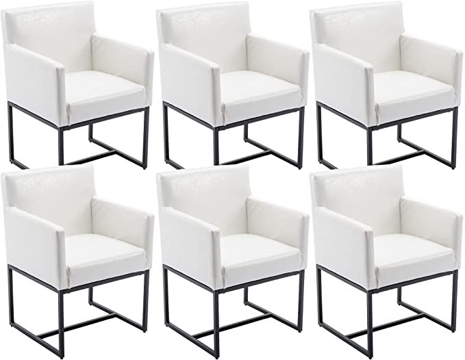 VESCASA Faux Leather Upholstered Dining Chairs with Arms, Mid Century Modern Padded Kitchen Chair... | Amazon (US)