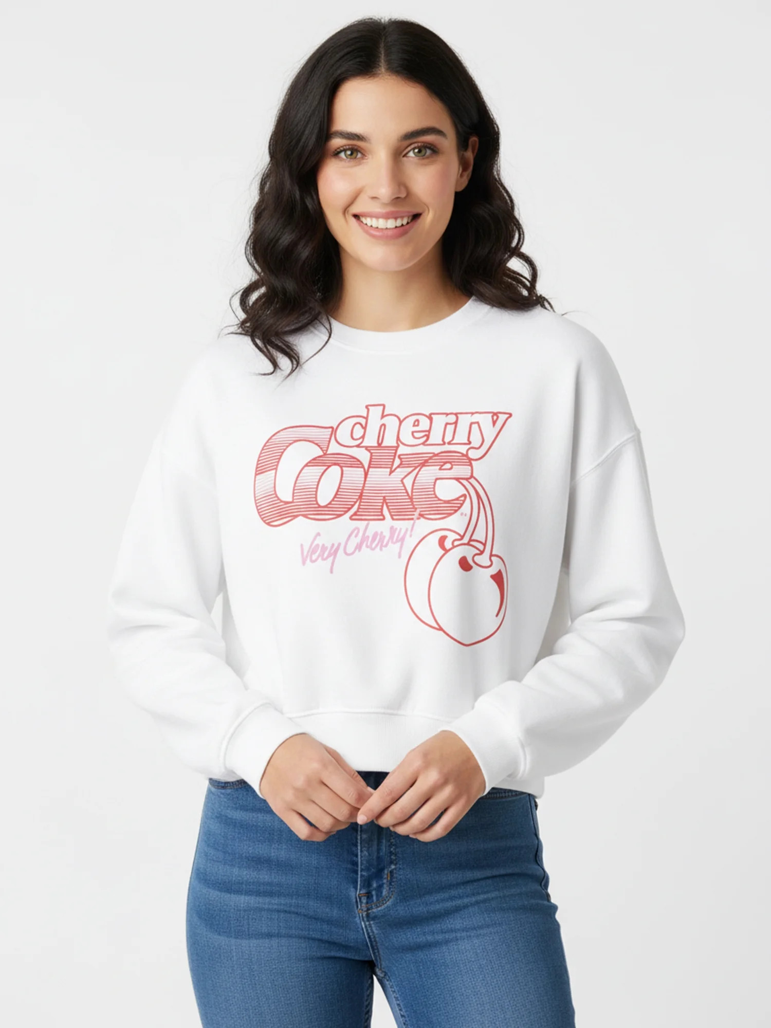 Cherry Coke Women's Cropped Boxy Graphic Sweatshirt, Sizes XXS-XXL | Walmart (US)