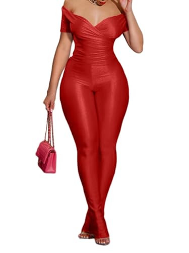 acelyn 2 Piece Outfits for Women Sexy Off Shoulder Tops Bodycon Flared Pant Sets Club Outfits Tracksuit | Amazon (US)