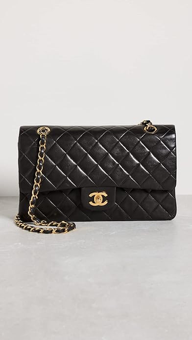 CHANEL Women's Pre-Loved Black Lambskin Flap Bag | Amazon (US)
