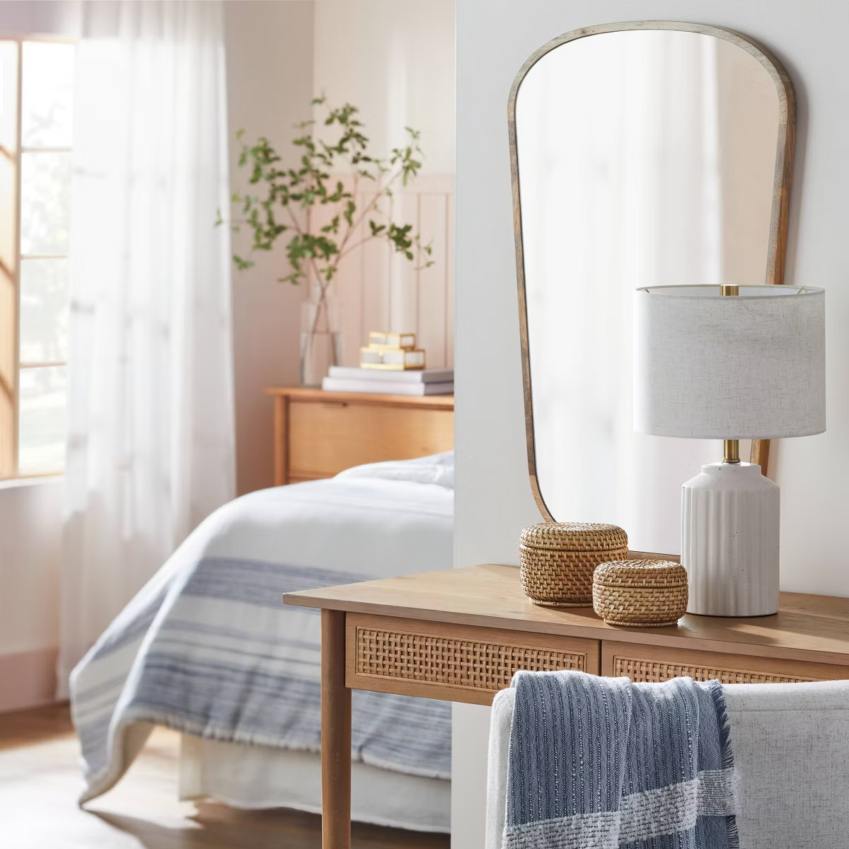 Fluted Ceramic Table Lamp Cream (Includes LED Light Bulb) - Hearth & Hand™ with Magnolia | Target