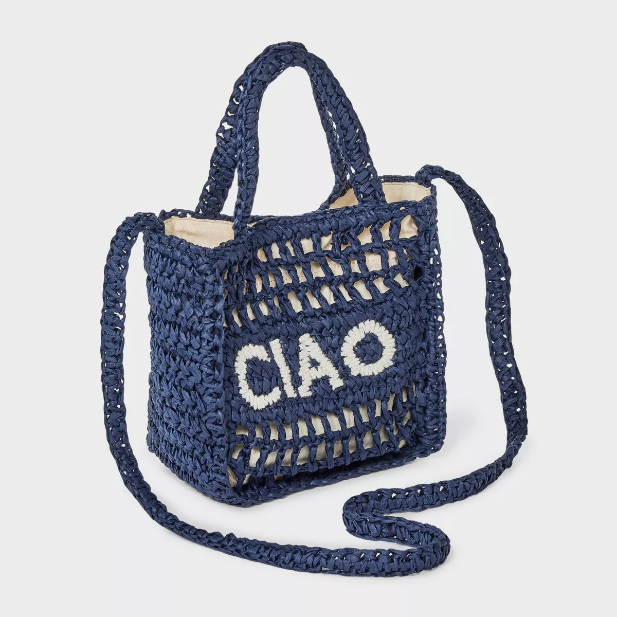 Top Handle Crochet Tote Handbag - Universal Thread™ Navy | Target