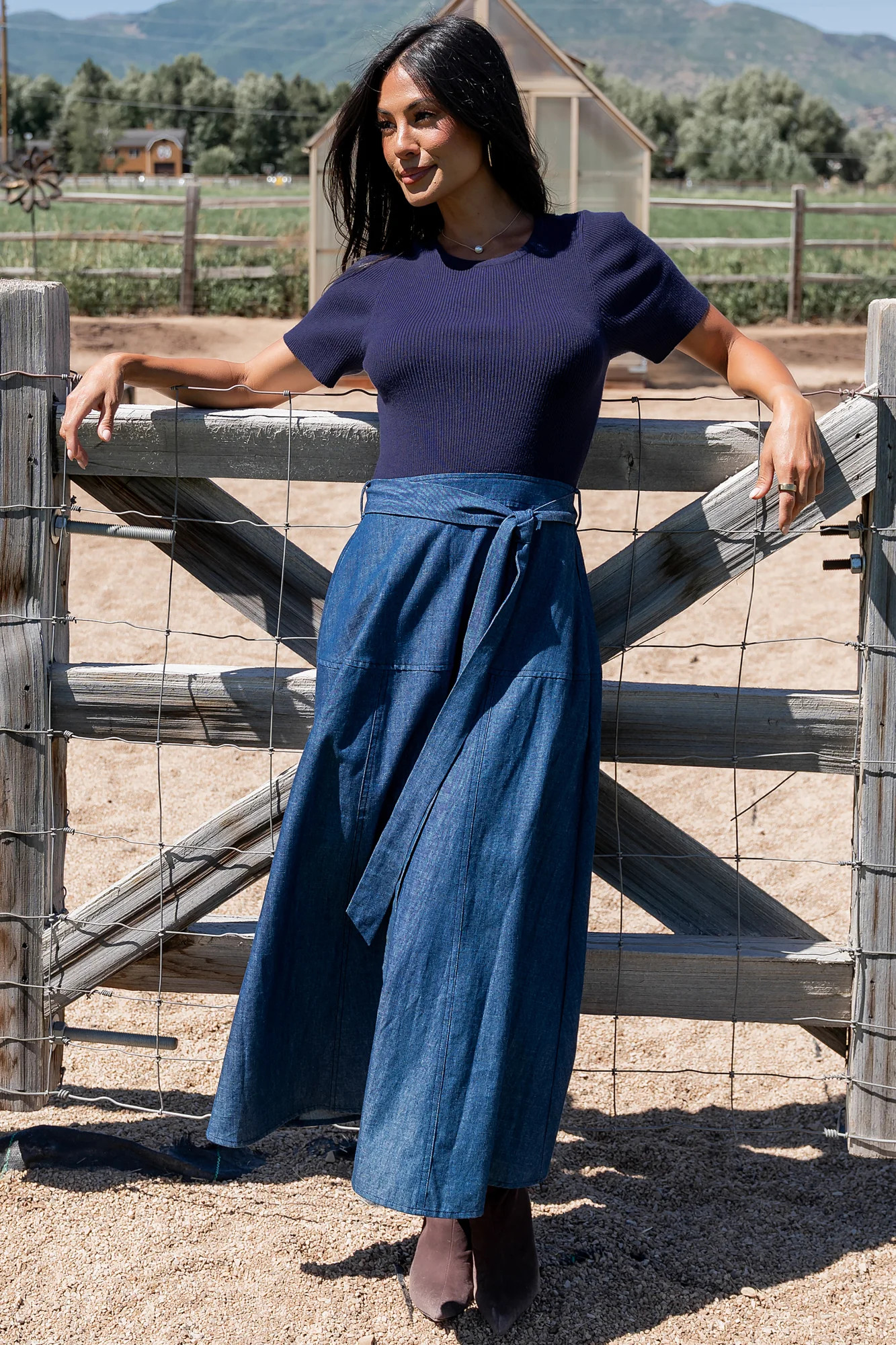 Olina Midi Dress | Chambray + Navy | Baltic Born