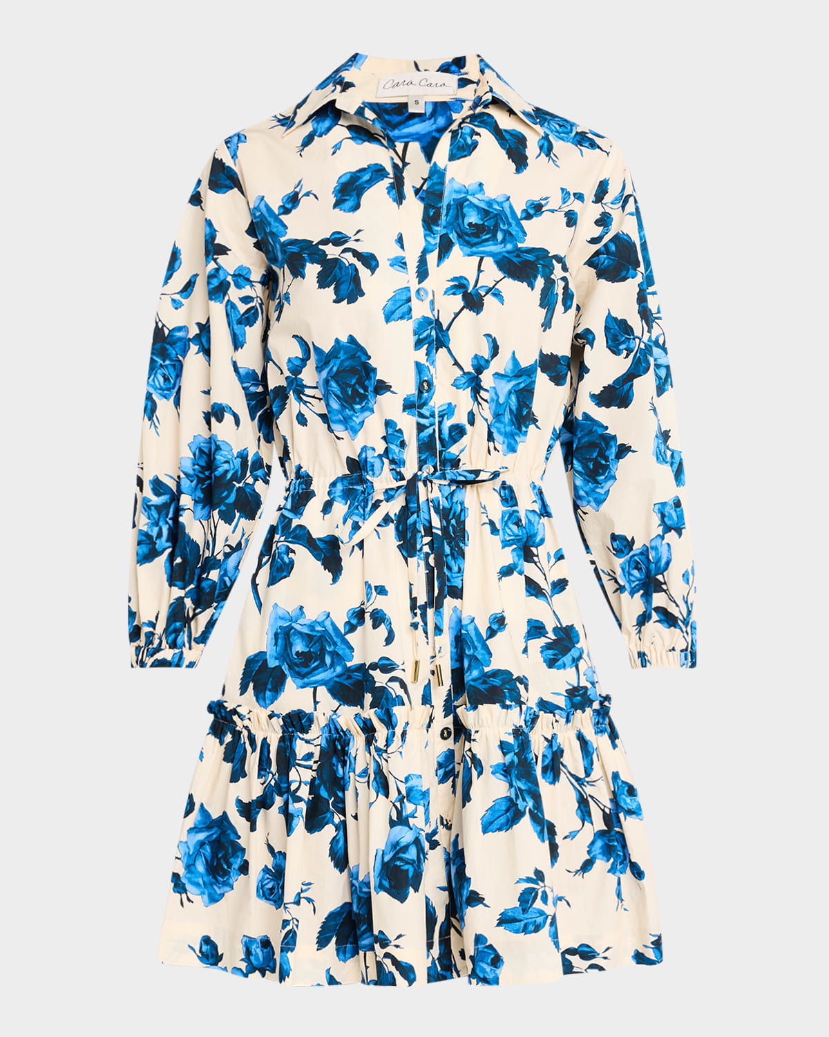 Robin Puff-Sleeve Floral Poplin Mini Dress | Neiman Marcus