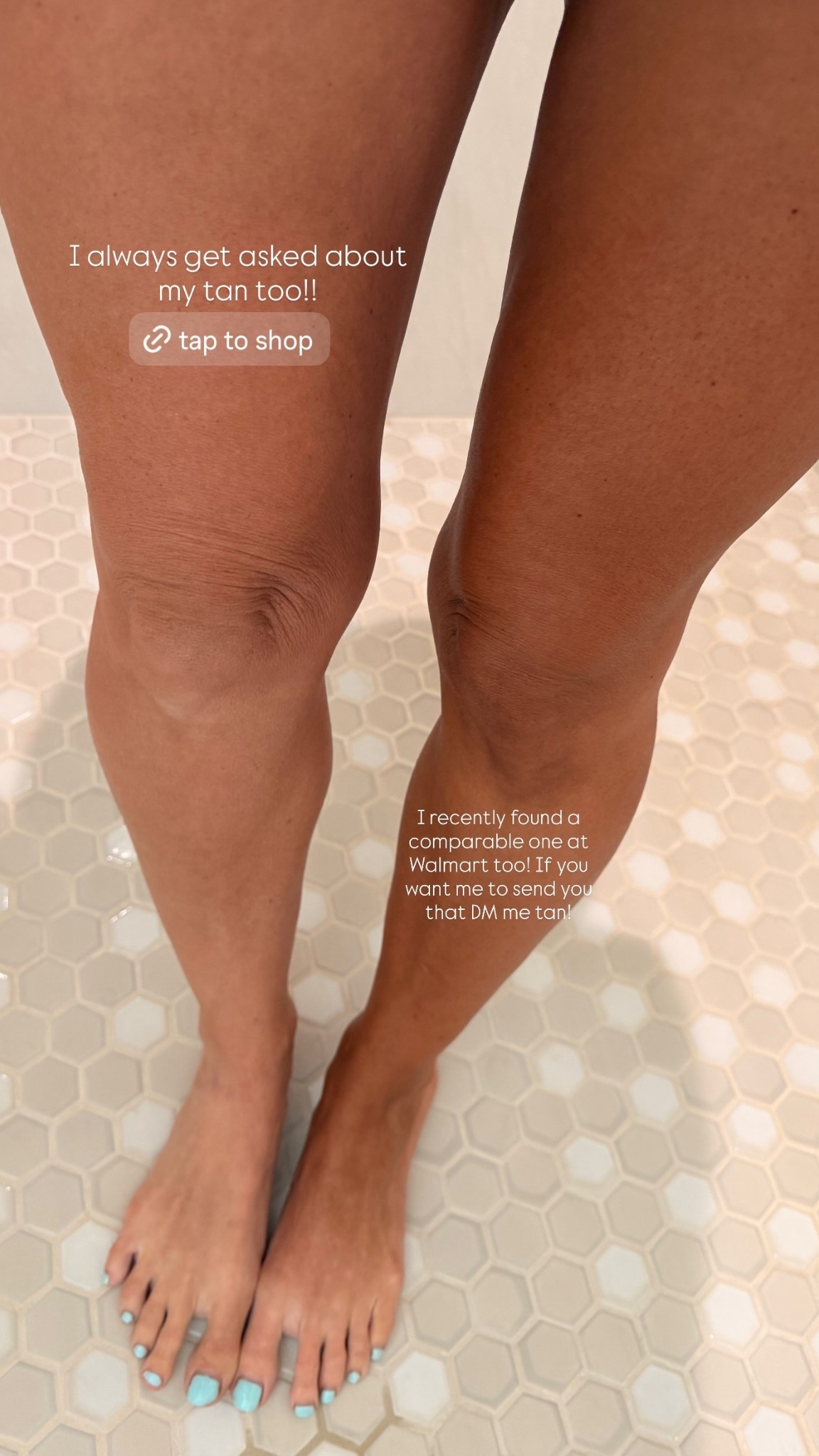 I always get asked about my tan too!! I recently found a comparable one at Walmart too! If you want me to send you that DM me tan!