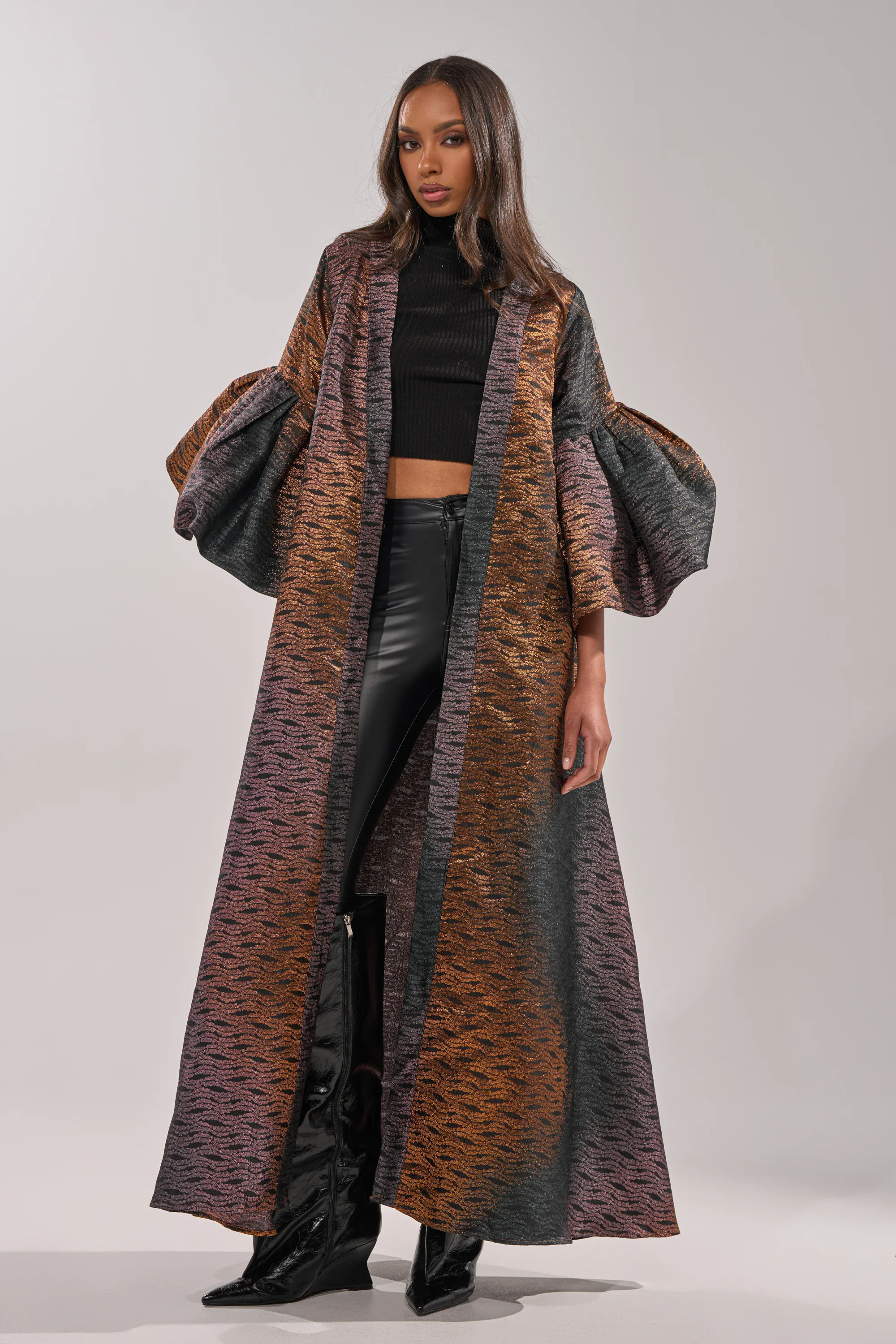 FLORENCE BROCADE PUFF SLEEVE DUSTER | AKIRA