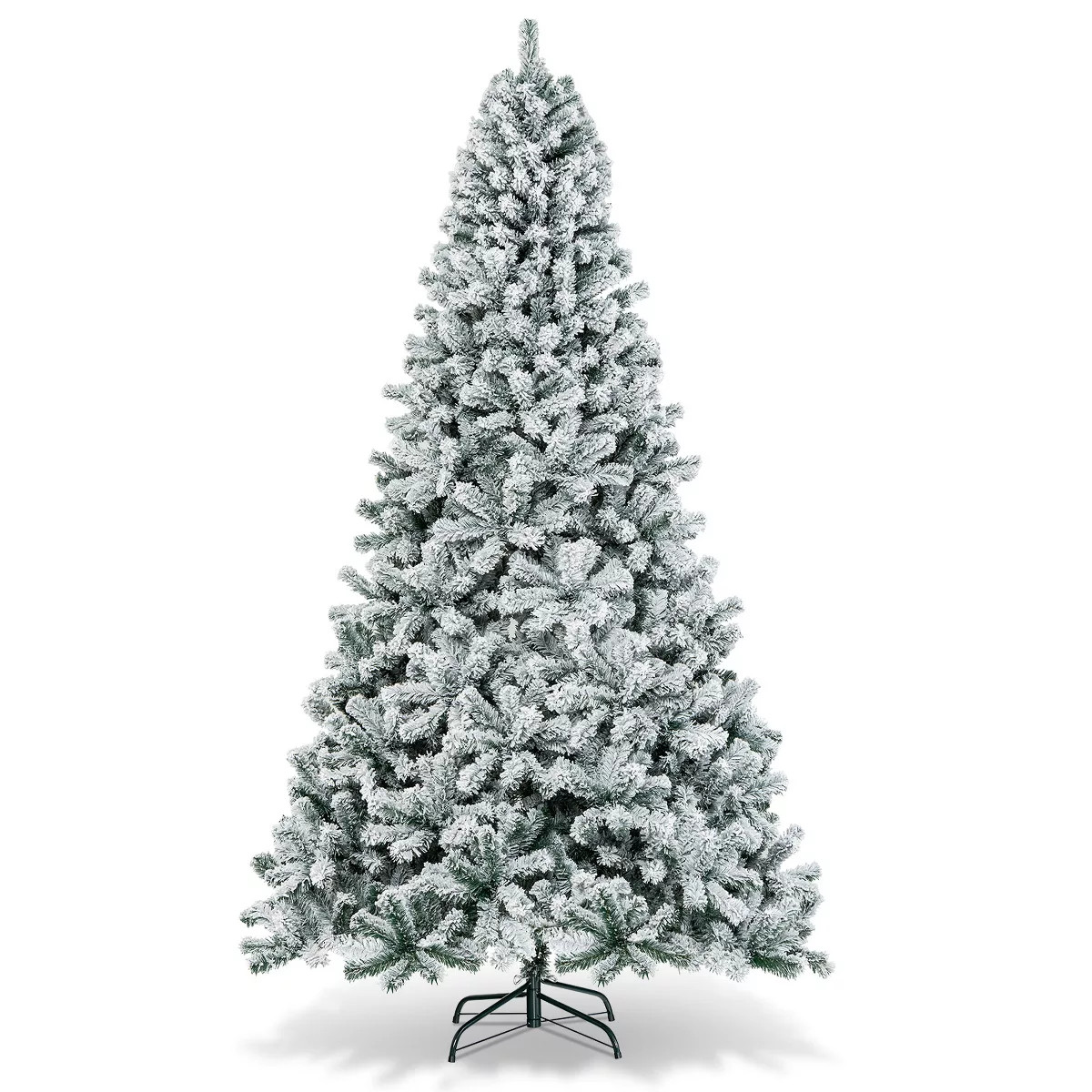 Costway 9ft Snow Flocked Hinged Artificial Christmas Tree Unlit Metal | Target